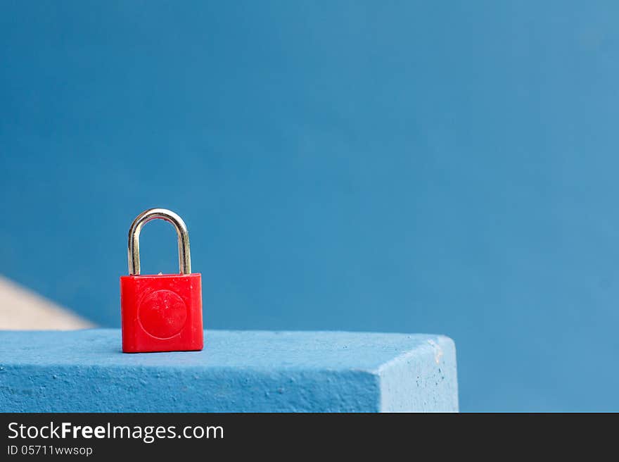 The Red Keypad on Blue Wall. The Red Keypad on Blue Wall