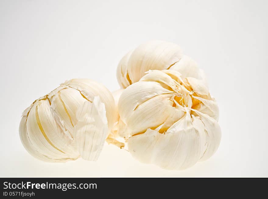 Garlic on white background