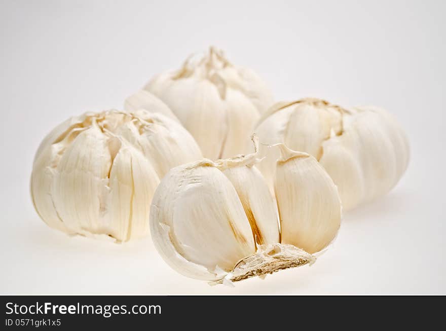 Garlic on white background