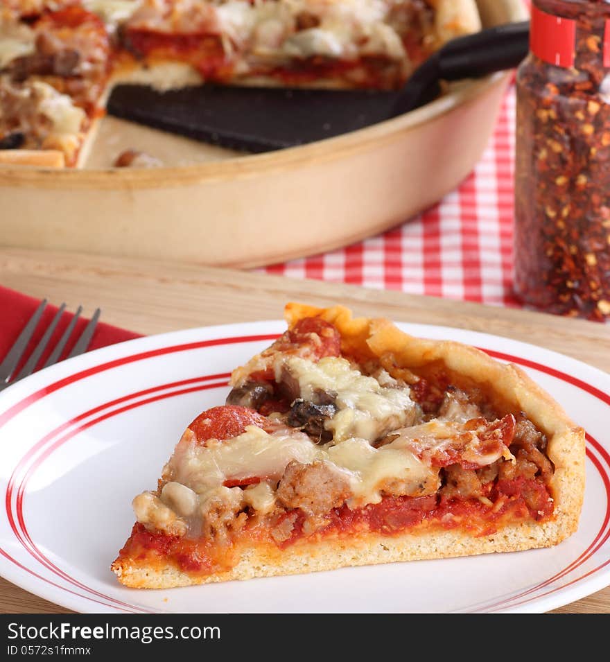 Slice of Deep Dish Pizza