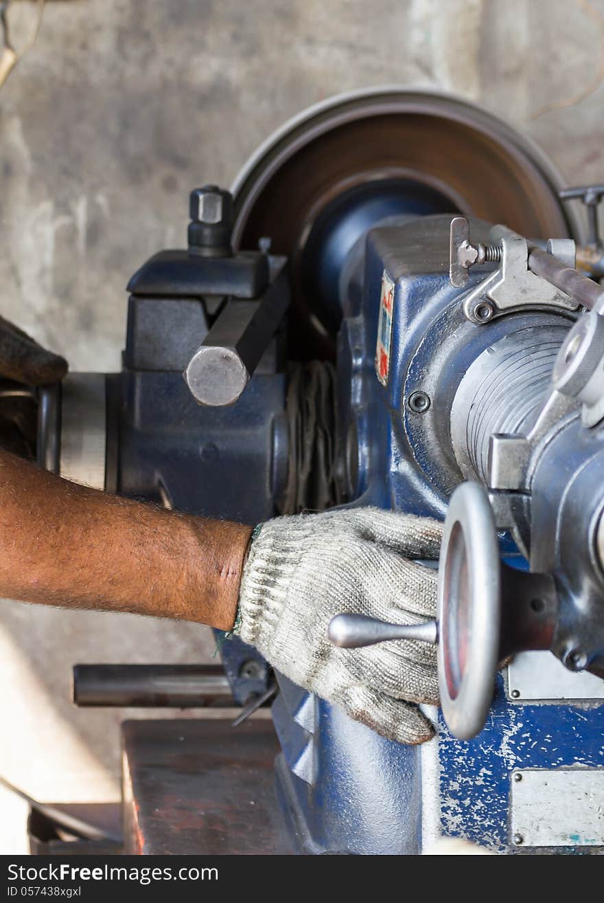 Old lathe in workshop