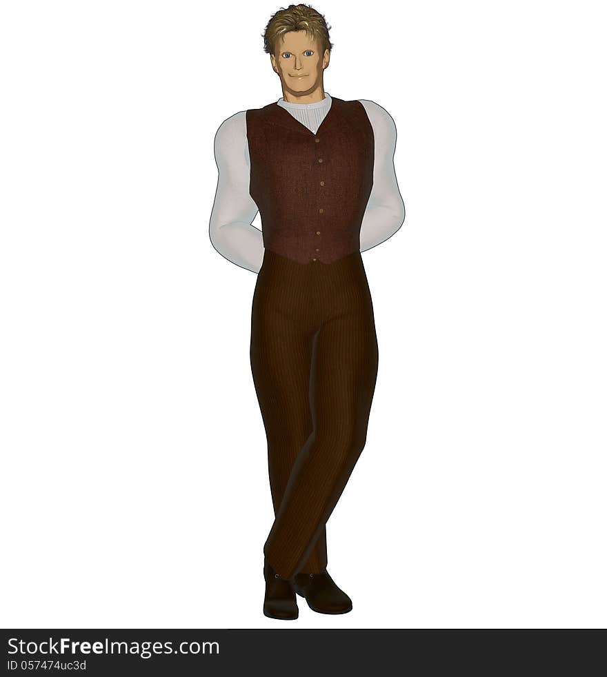 Anime style suave young Caucasian man in Edwardian style clothes. Anime style suave young Caucasian man in Edwardian style clothes