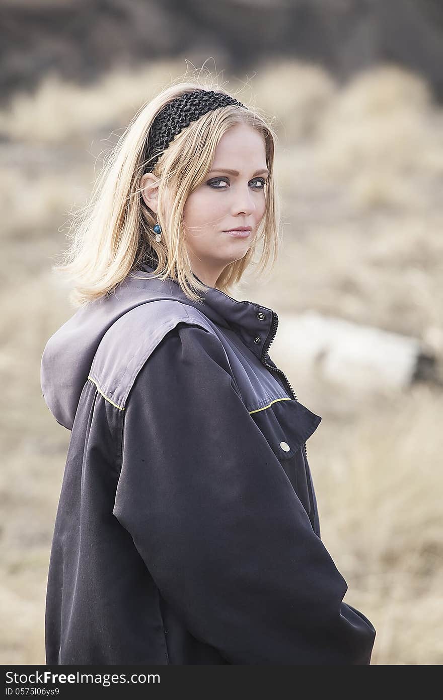 Young Woman with Beautiful Blue Eyes