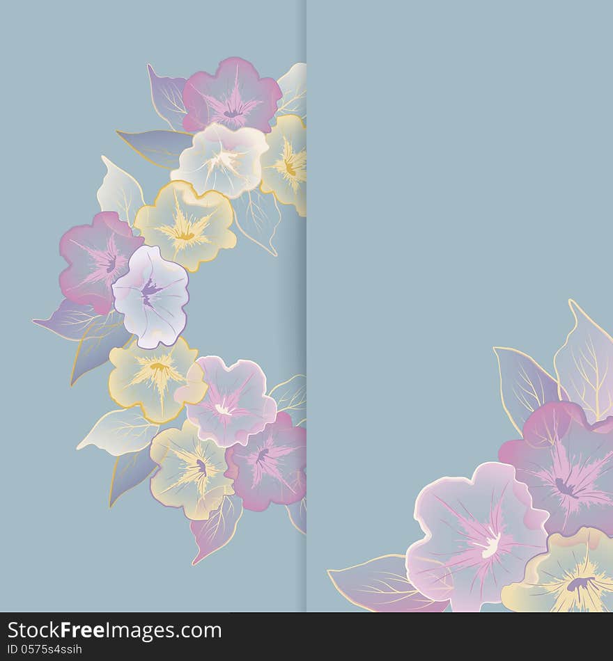 Floral template greeting card with pastel flowers