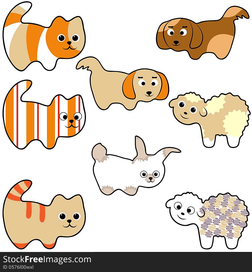 Set of young animals on a white background