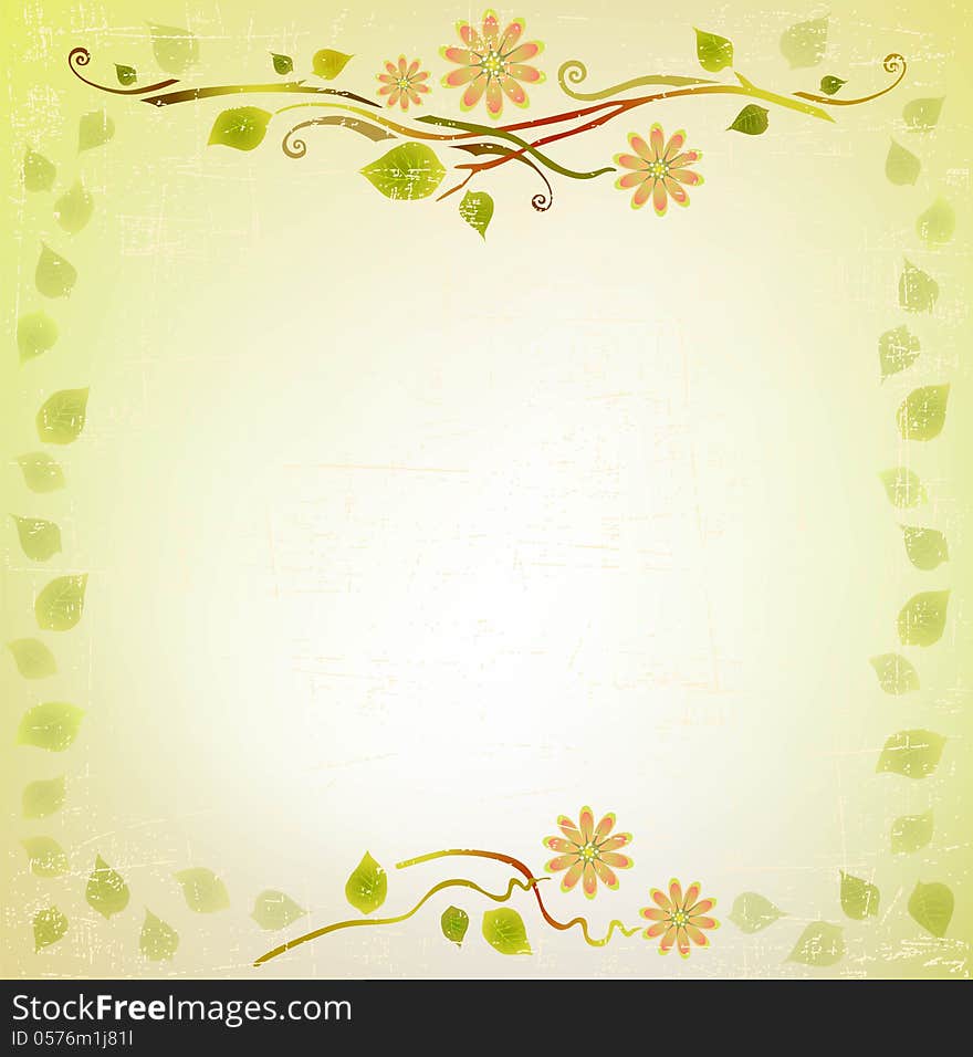 Composition with growing floral vector elements as spring background. Composition with growing floral vector elements as spring background.