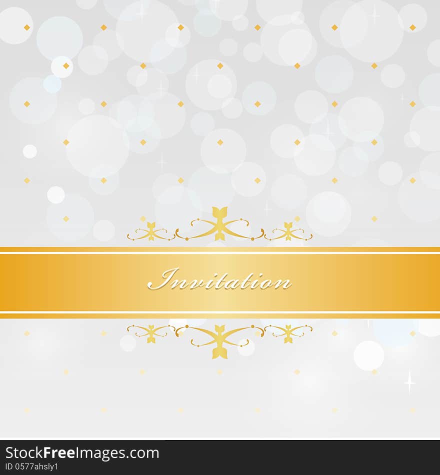 Elegant Silver Invitation with Gold Banner