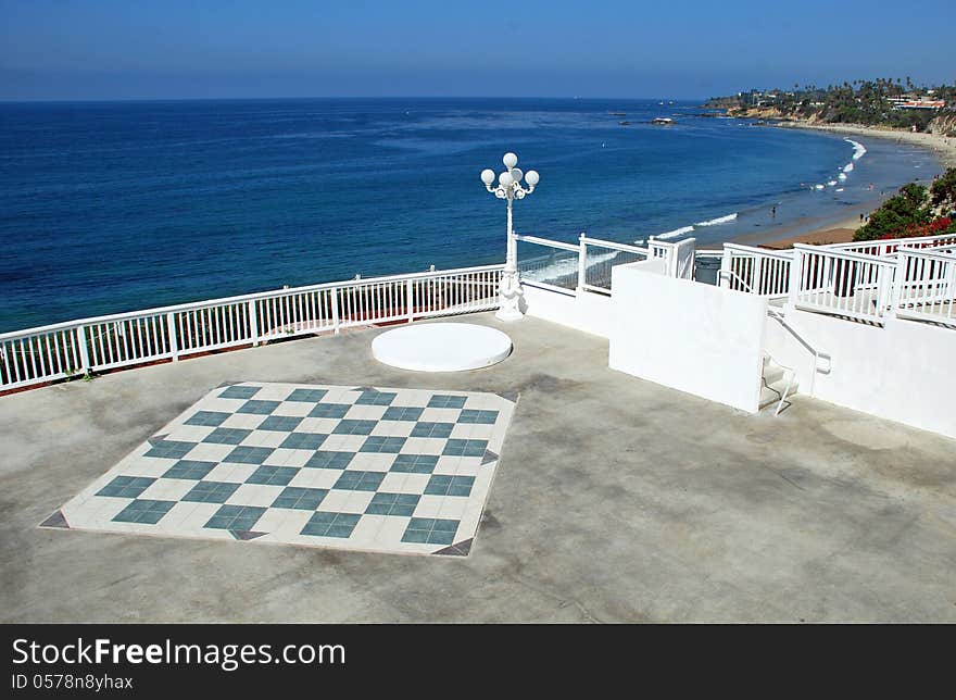 Large chess board on overlook of Main Beach, Laguna Beach.