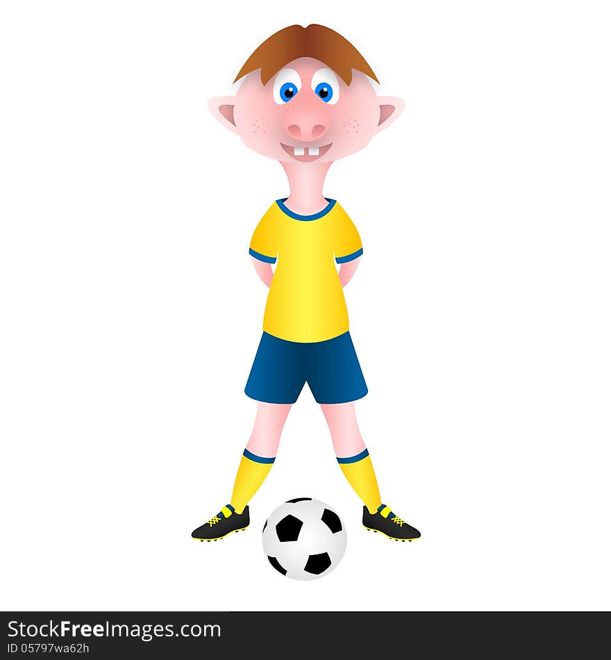 Illustration isolated with a cute child and his soccer ball. Illustration isolated with a cute child and his soccer ball.