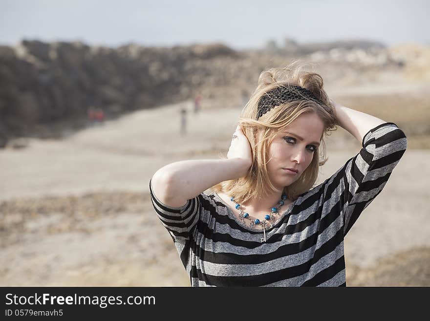 Young Woman with Beautiful Blue Eyes