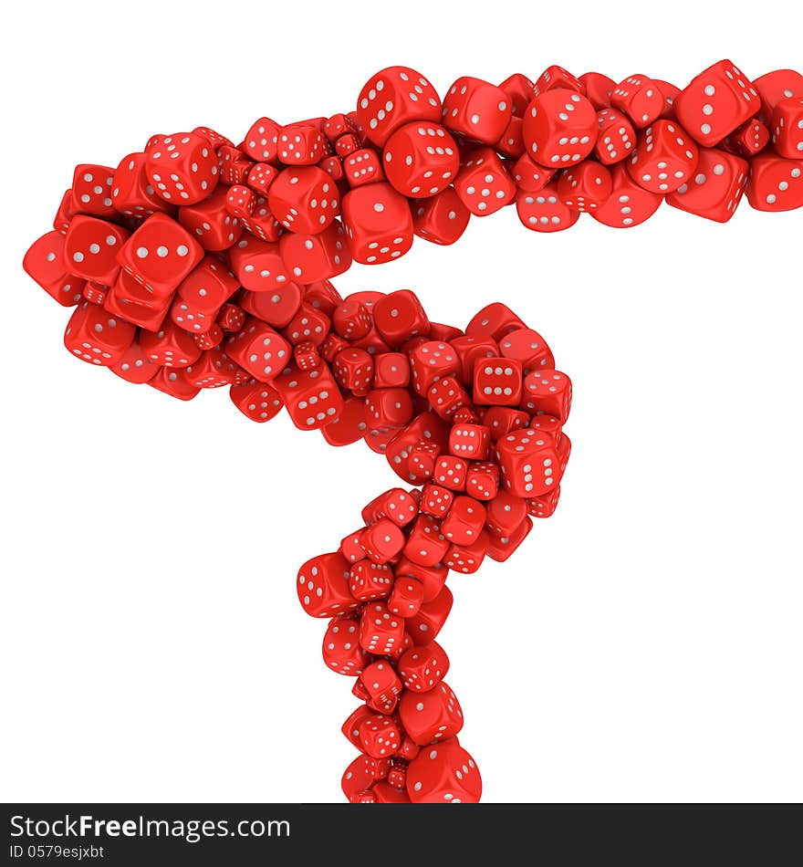 Helix from many red dice on the white background. Helix from many red dice on the white background