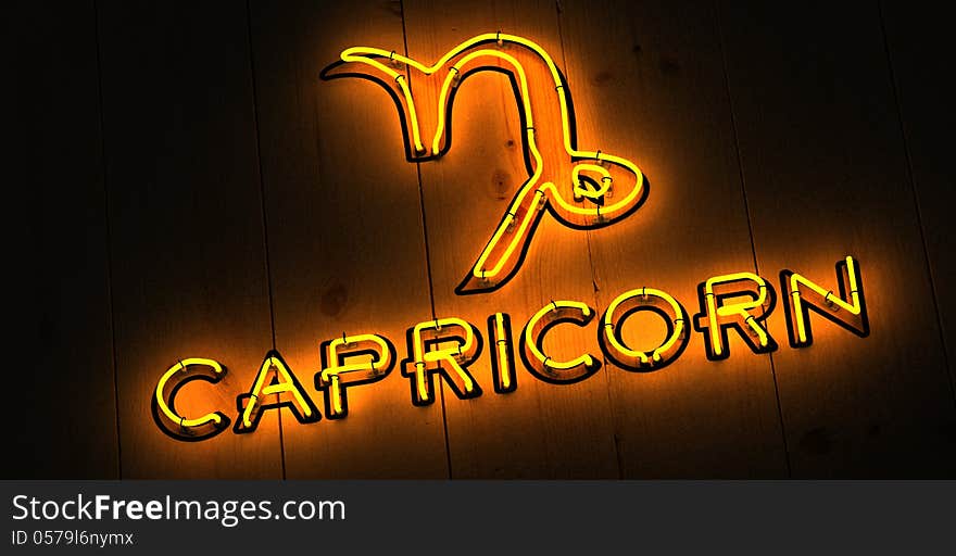 Capricorn Zodiac Sign in Neon