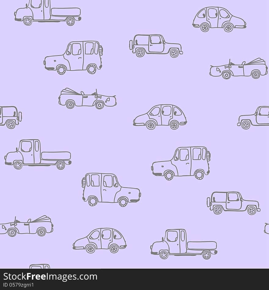 Silhouette of different cars seamless. Silhouette of different cars seamless