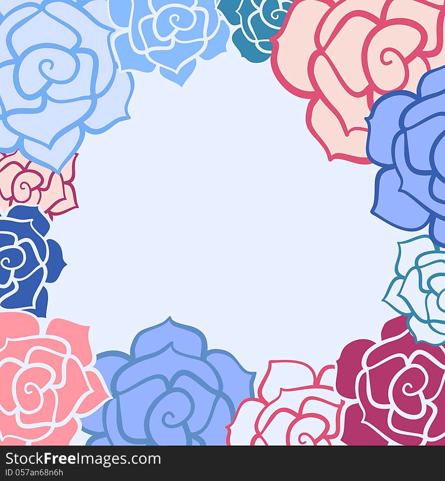 Vector frame with rose flower. Vector frame with rose flower