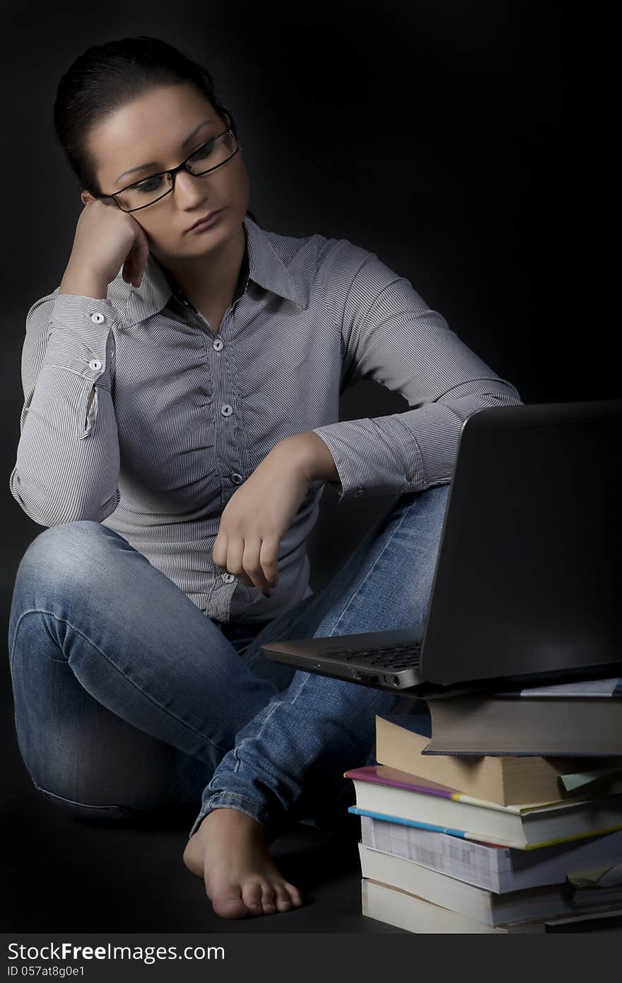 portrait of young casual female high school student. portrait of young casual female high school student