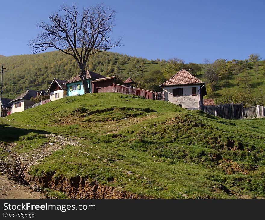 Houses in rural areas and blue sky