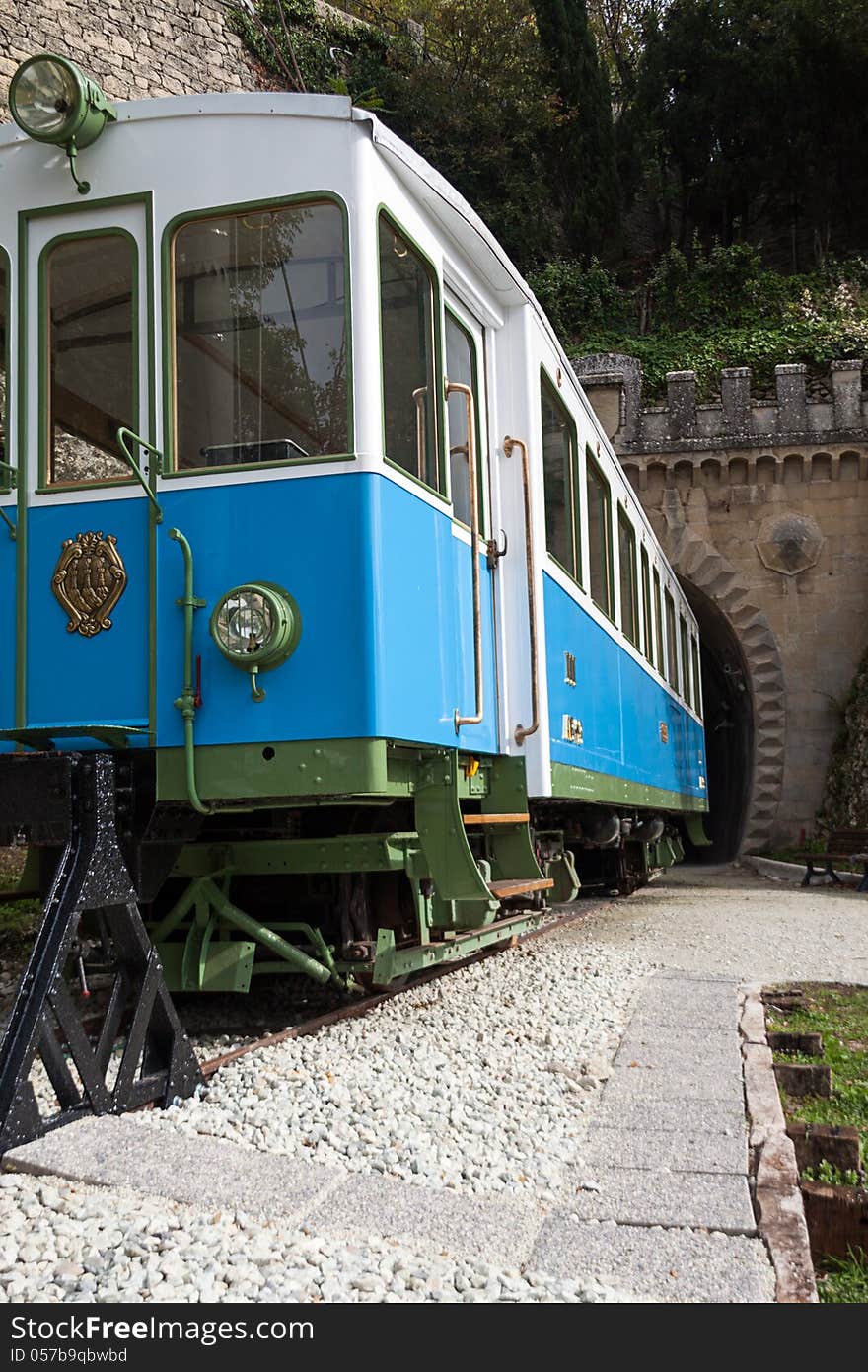 Old train exposed to San Marino