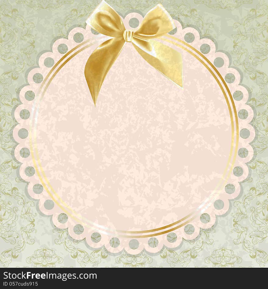 Bright vintage napkin with a bow. Grunge background. Bright vintage napkin with a bow. Grunge background.