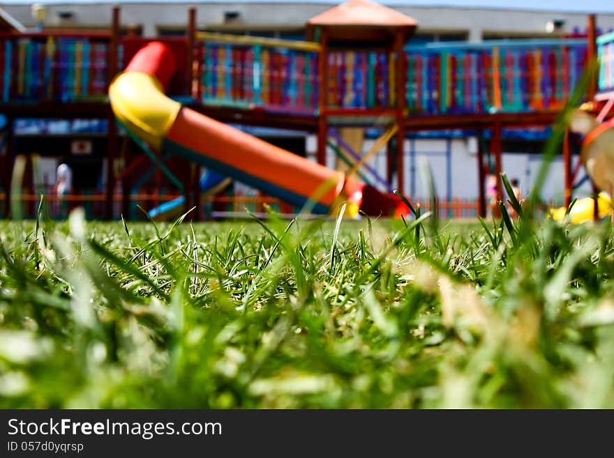 Low angle view of colorful slides. Low angle view of colorful slides