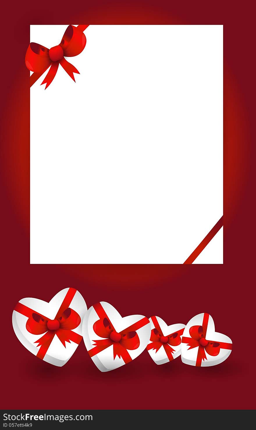 Greeting card with bow and gifts