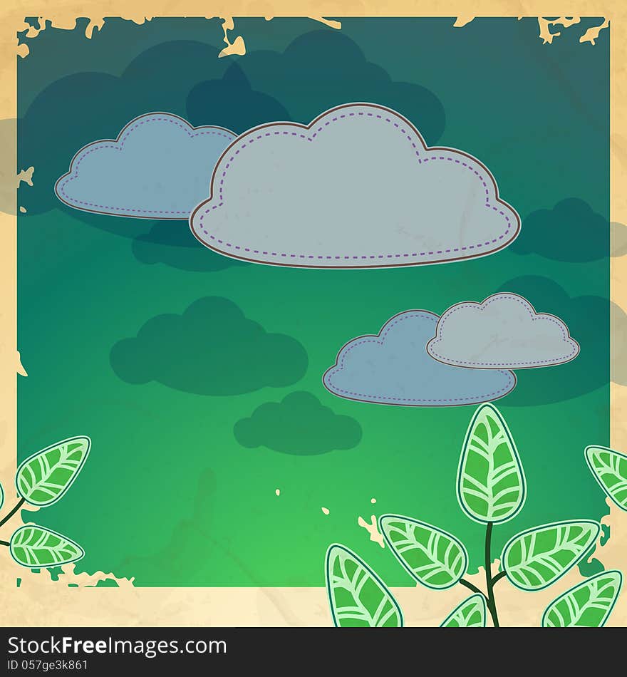 Fresh green leaves on natural background. Vector illustration. Eps 10.