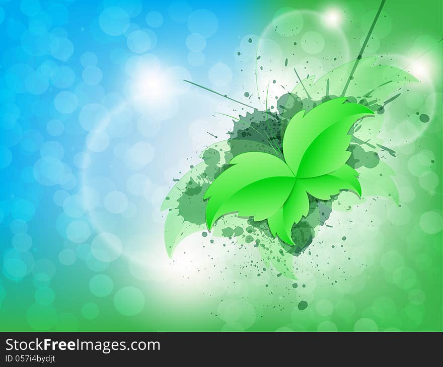 Green Leaf Butterfly Background