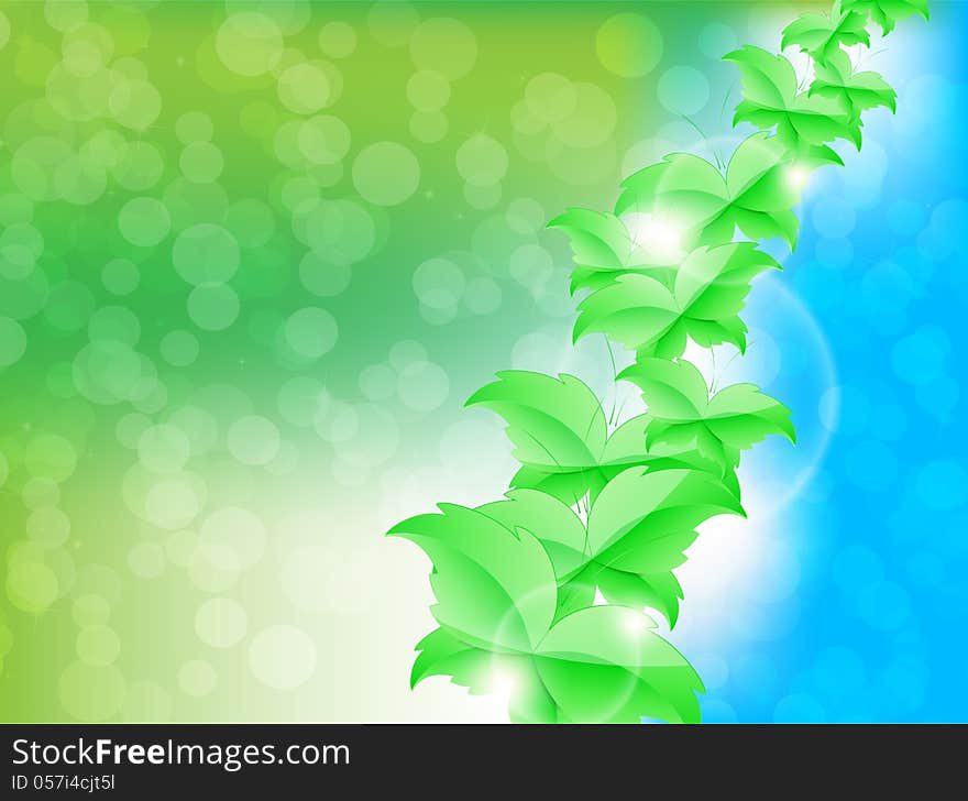 Green Leaf Butterflies on a Background in two colors. Green Leaf Butterflies on a Background in two colors