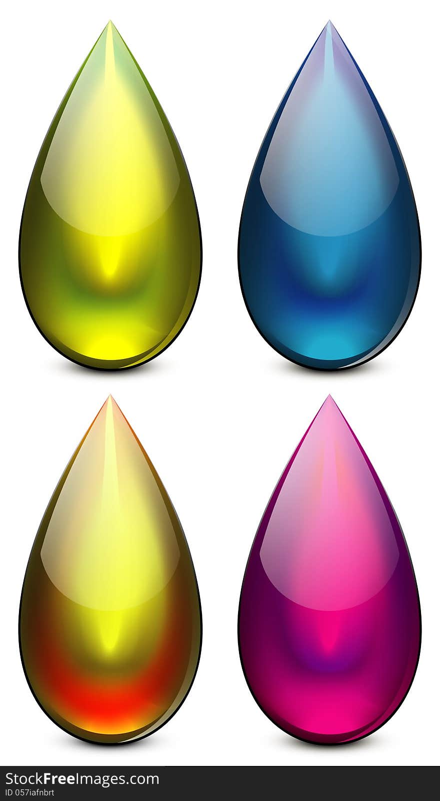 Vector illustration Vector drop a few drops of different colors with a shadow eps10