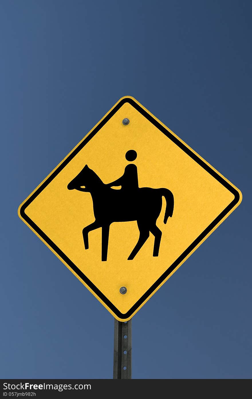 Horse Yield Sign on deep blue sky