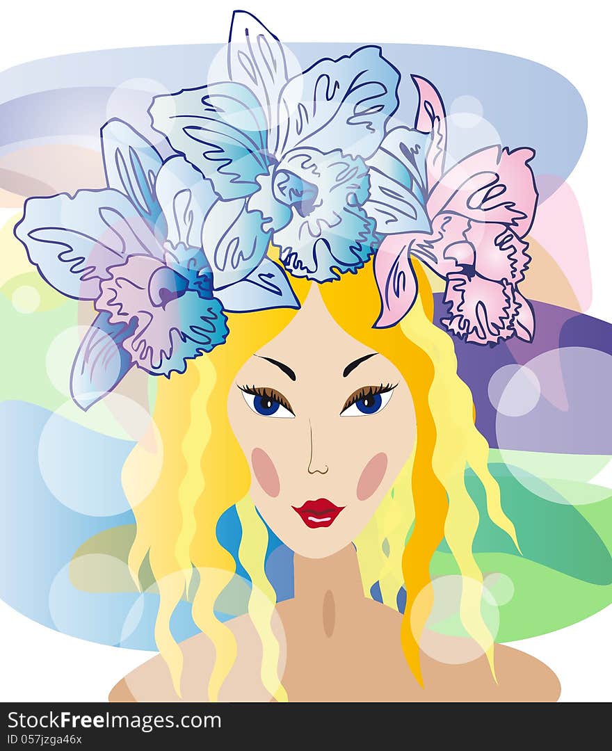 Vector illustration of portrait with beautiful blond woman. Vector illustration of portrait with beautiful blond woman