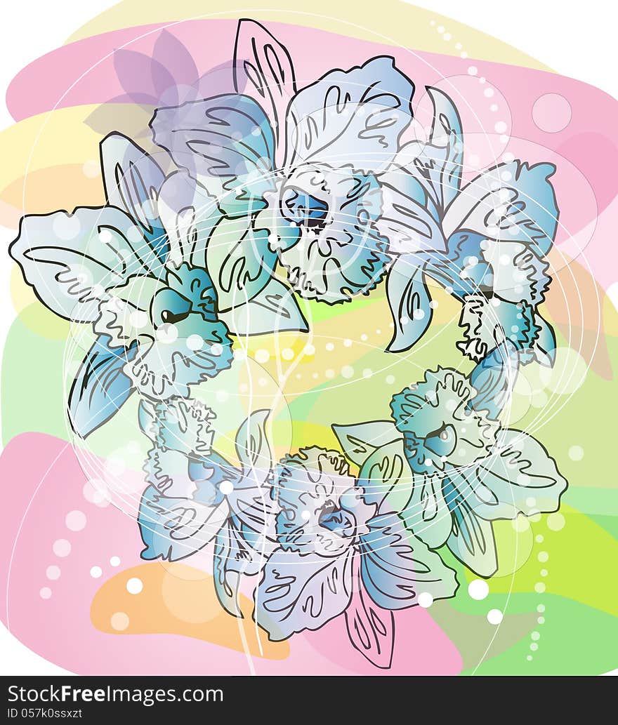 Vector illustration of beautiful sketched flowers on colourful background. Vector illustration of beautiful sketched flowers on colourful background