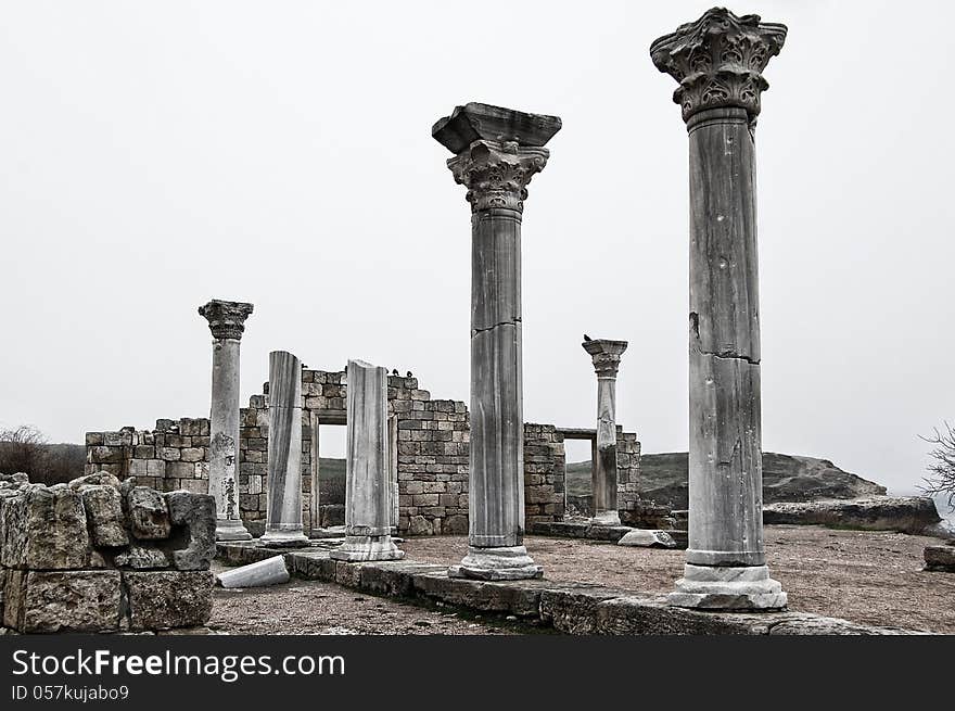 Ancient ruined temple in Heronese by the sea