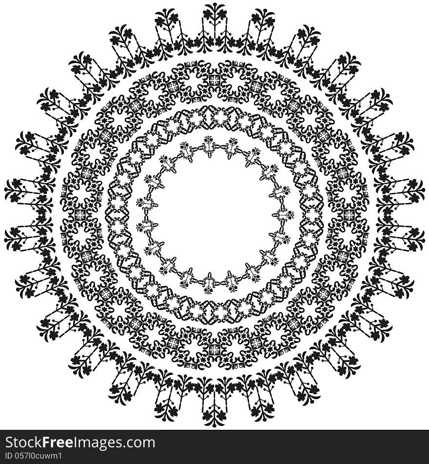 Oriental ornament in black and white circular. Oriental ornament in black and white circular