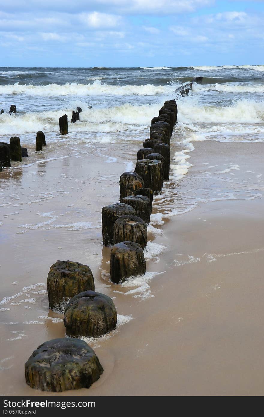 Groynes on the beach