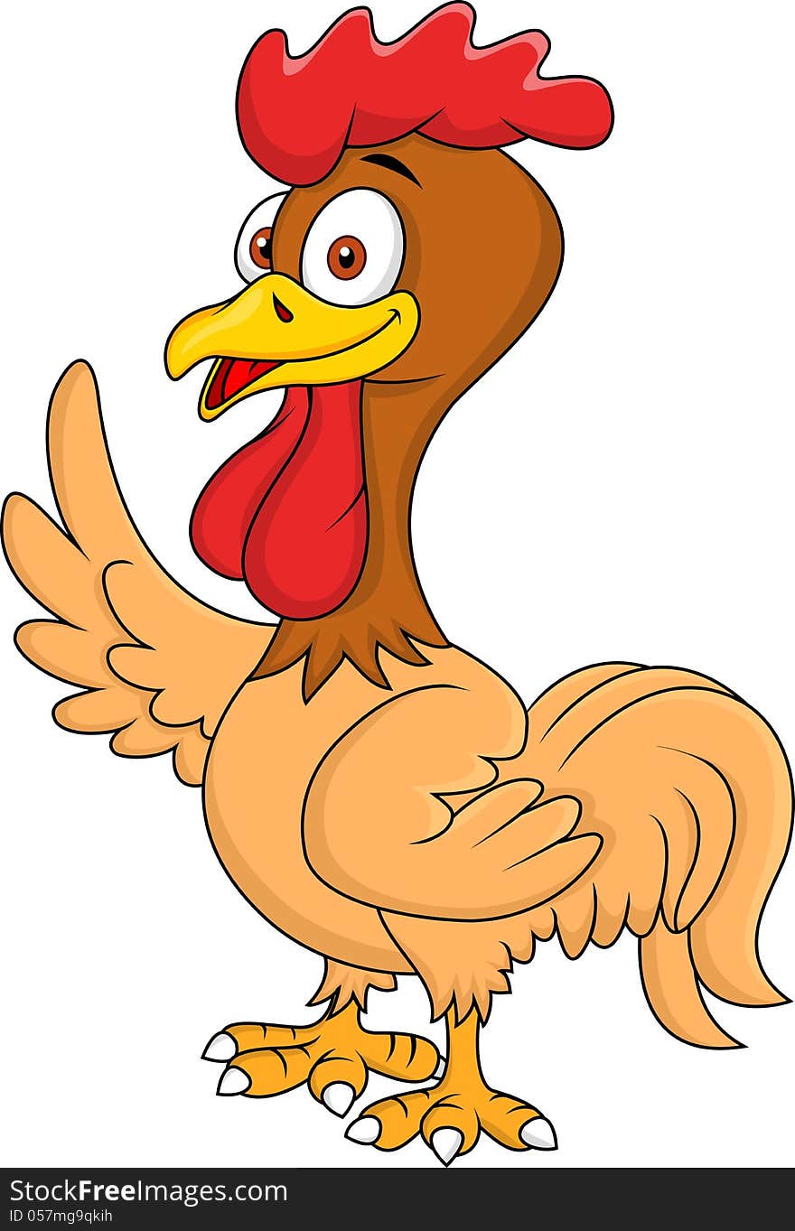 Rooster Cartoon Waving