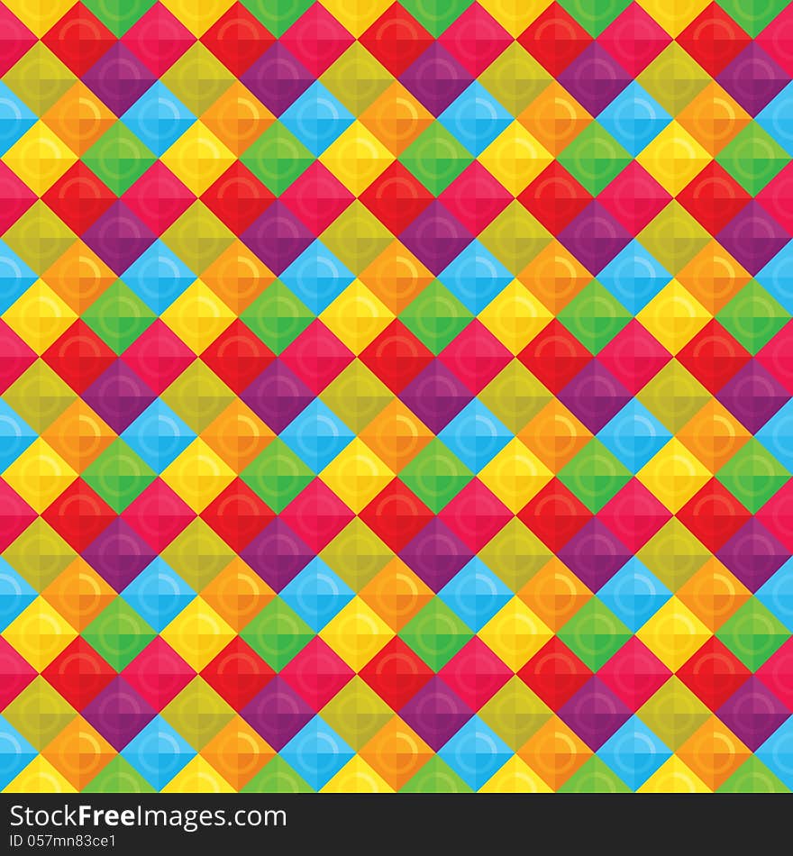 Vector seamless geometric multicolor pattern