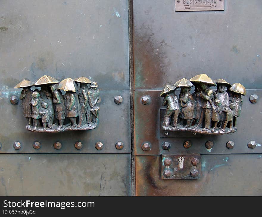 Тhe original doors handle on an entrance gate