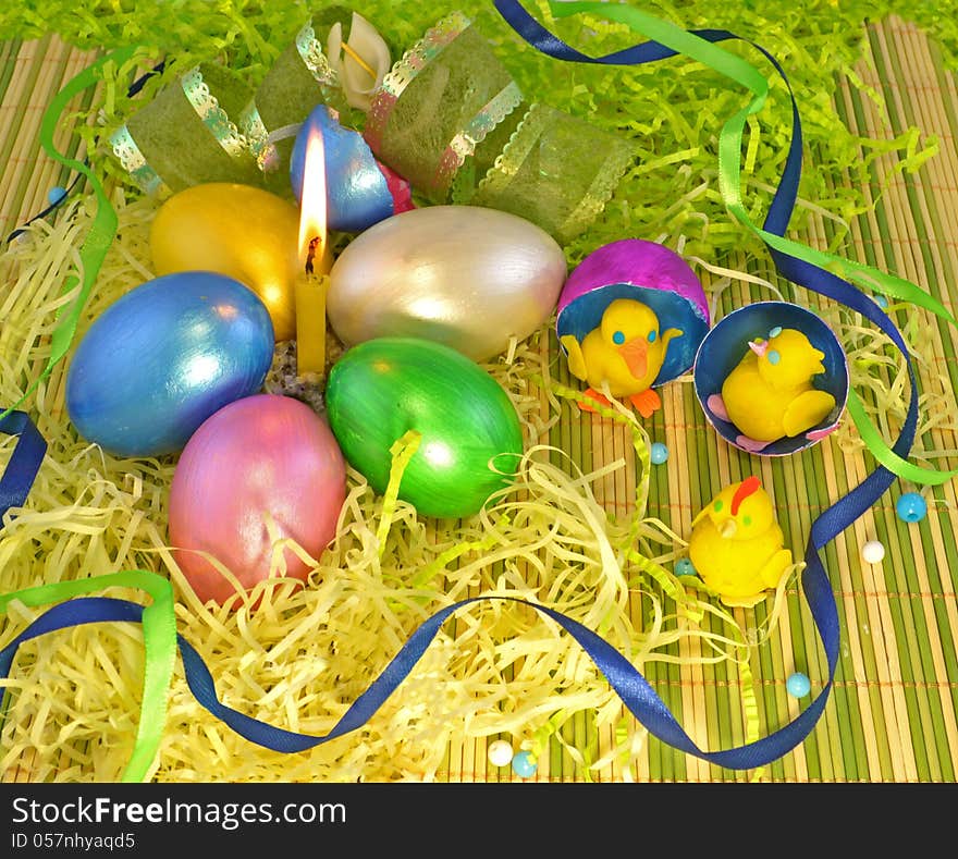 Easter eggs with chicken