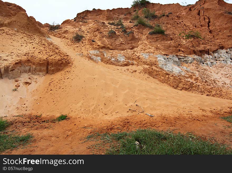 Red River is formed by the smearing of red sand, Vietnam, Southeast Asia