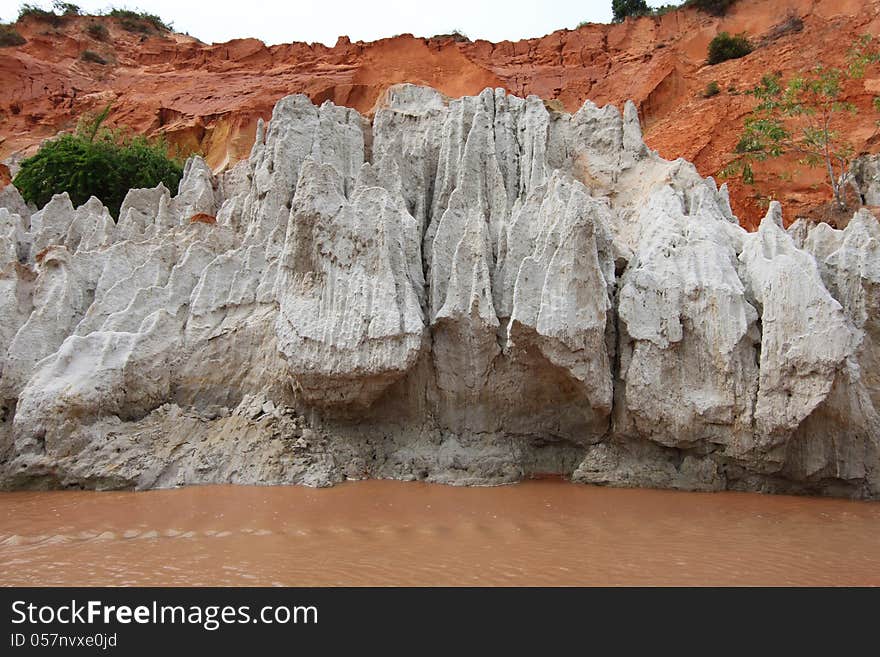 Red River is formed by the smearing of red sand, Vietnam, Southeast Asia