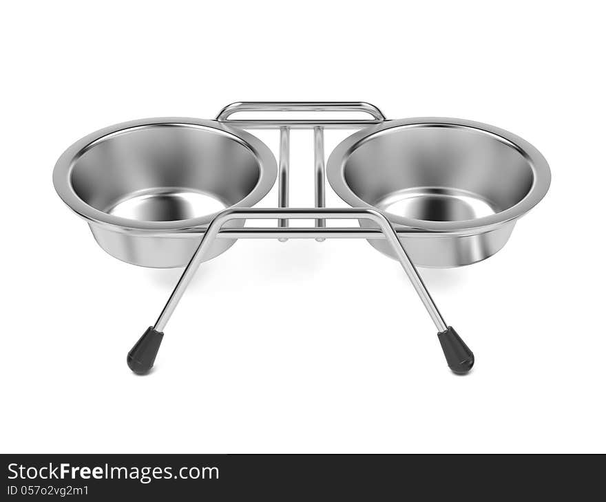 Metal Pet Bowl Isolated on White Background. Metal Pet Bowl Isolated on White Background.