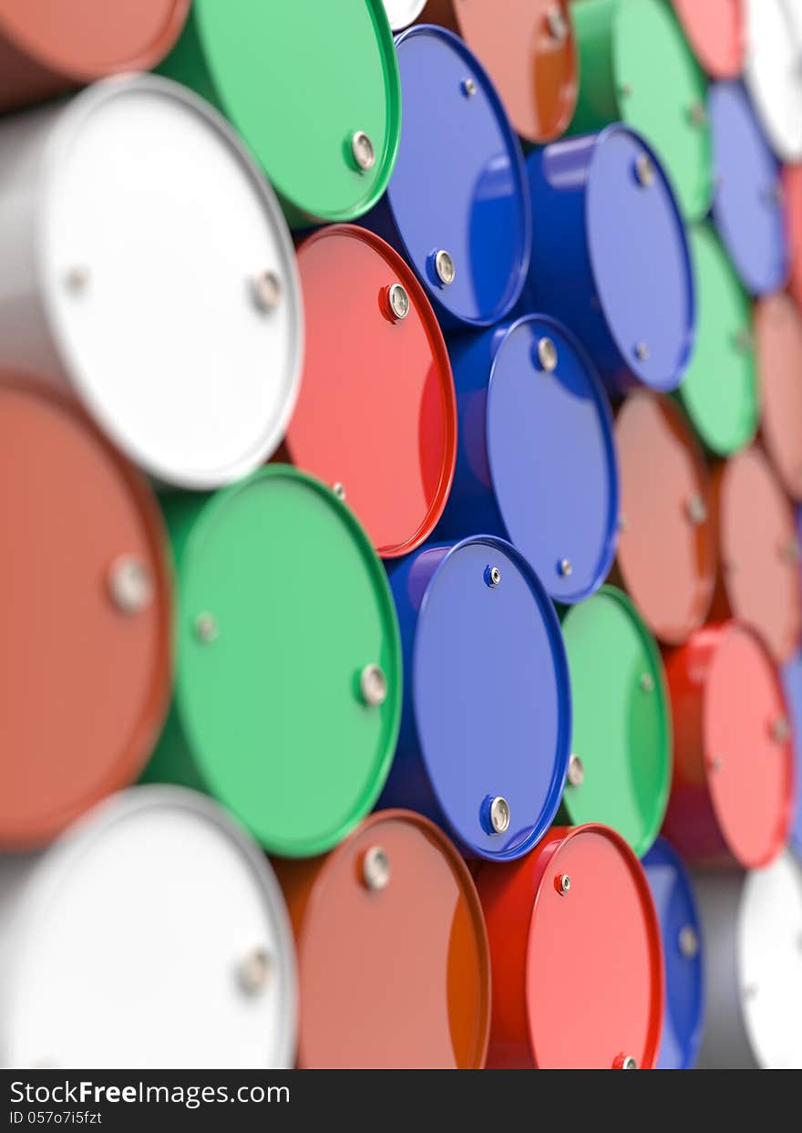 Oil Barrels Stacked Up.