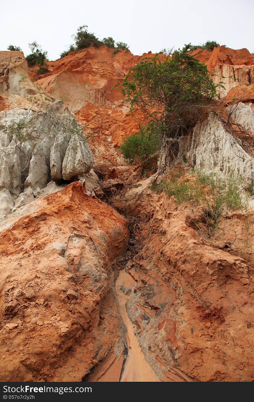 Red River is formed by the smearing of red sand, Vietnam, Southeast Asia