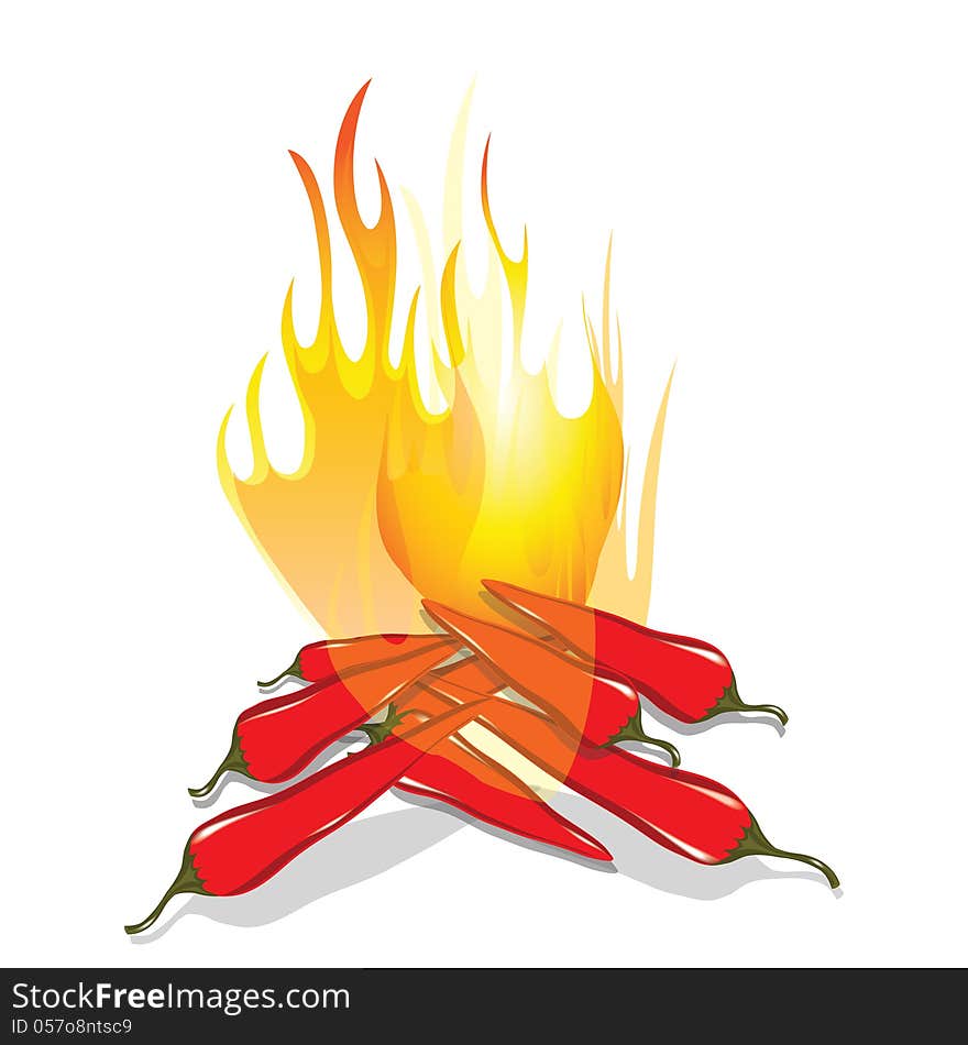 Hot Chilli Pepper In Fire