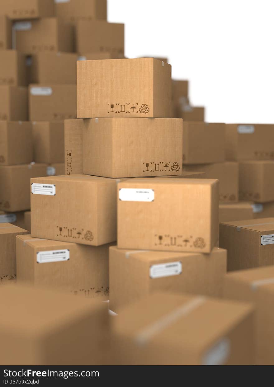 Stacks of Cardboard Boxes, Industrial Background. Stacks of Cardboard Boxes, Industrial Background.