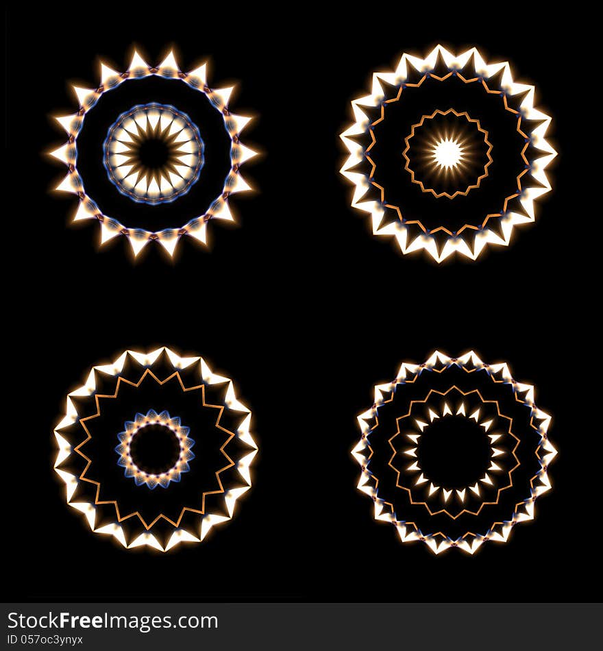 Kaleidoscopic patterns of burning matchstick. Kaleidoscopic patterns of burning matchstick