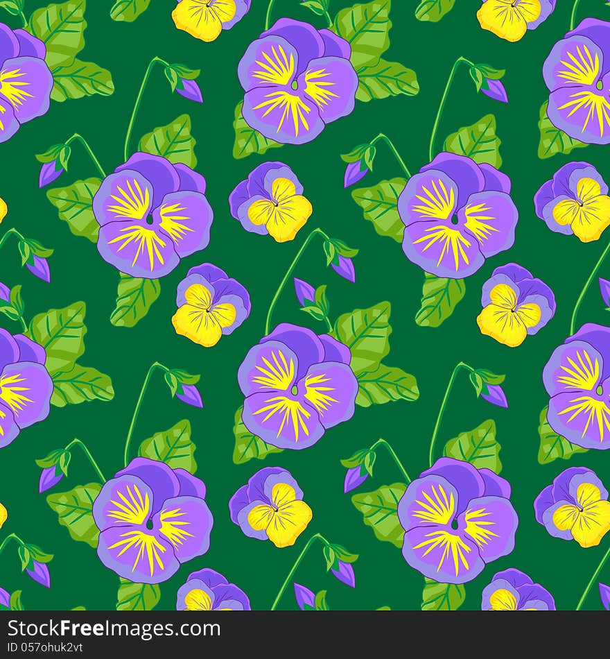 Floral vector seamless pattern with Viola. Floral vector seamless pattern with Viola