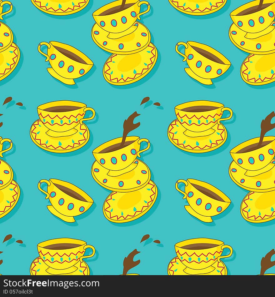 Vector seamless pattern with cups. Vector seamless pattern with cups