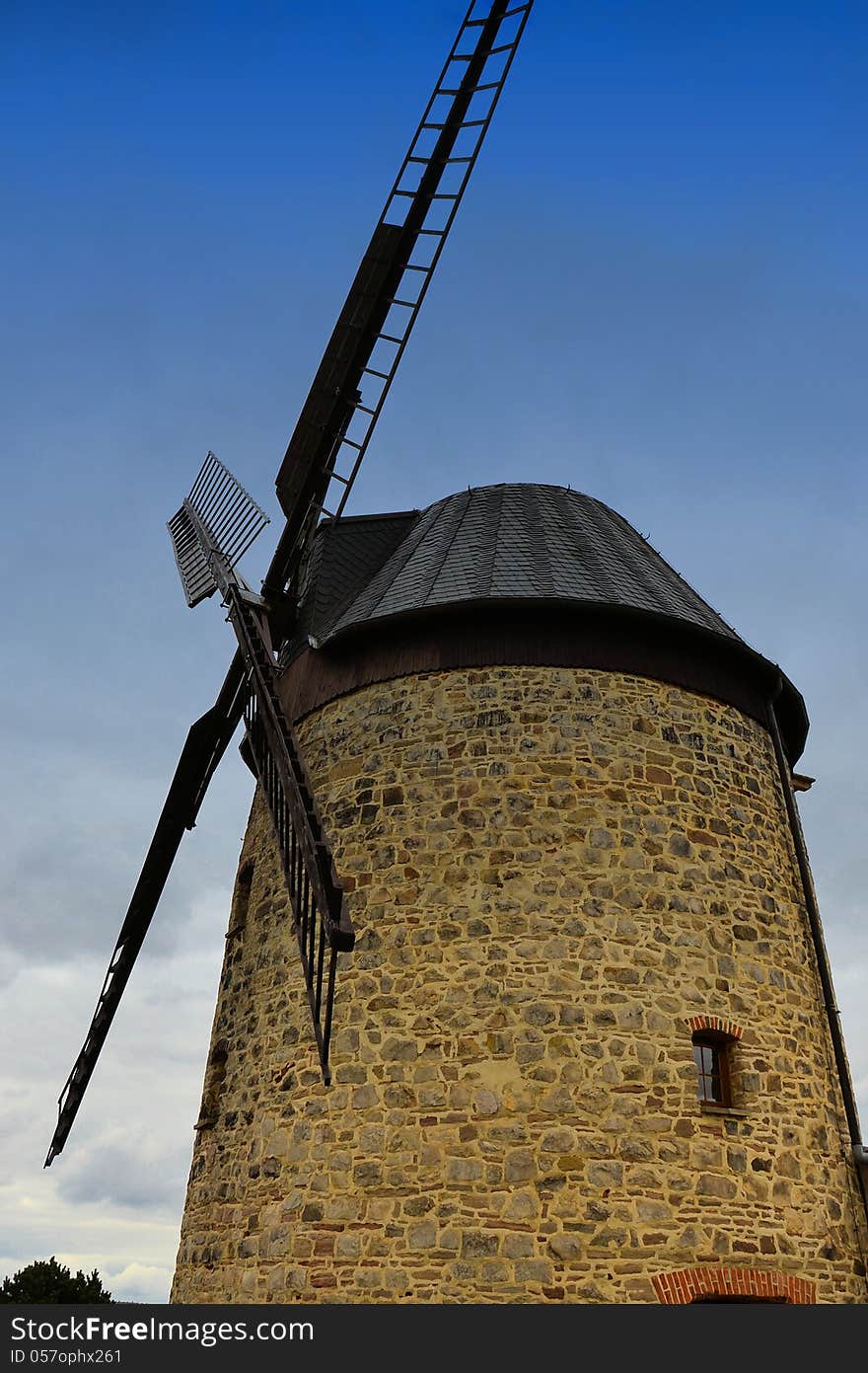 a historic windmill from stones in Warnstedt