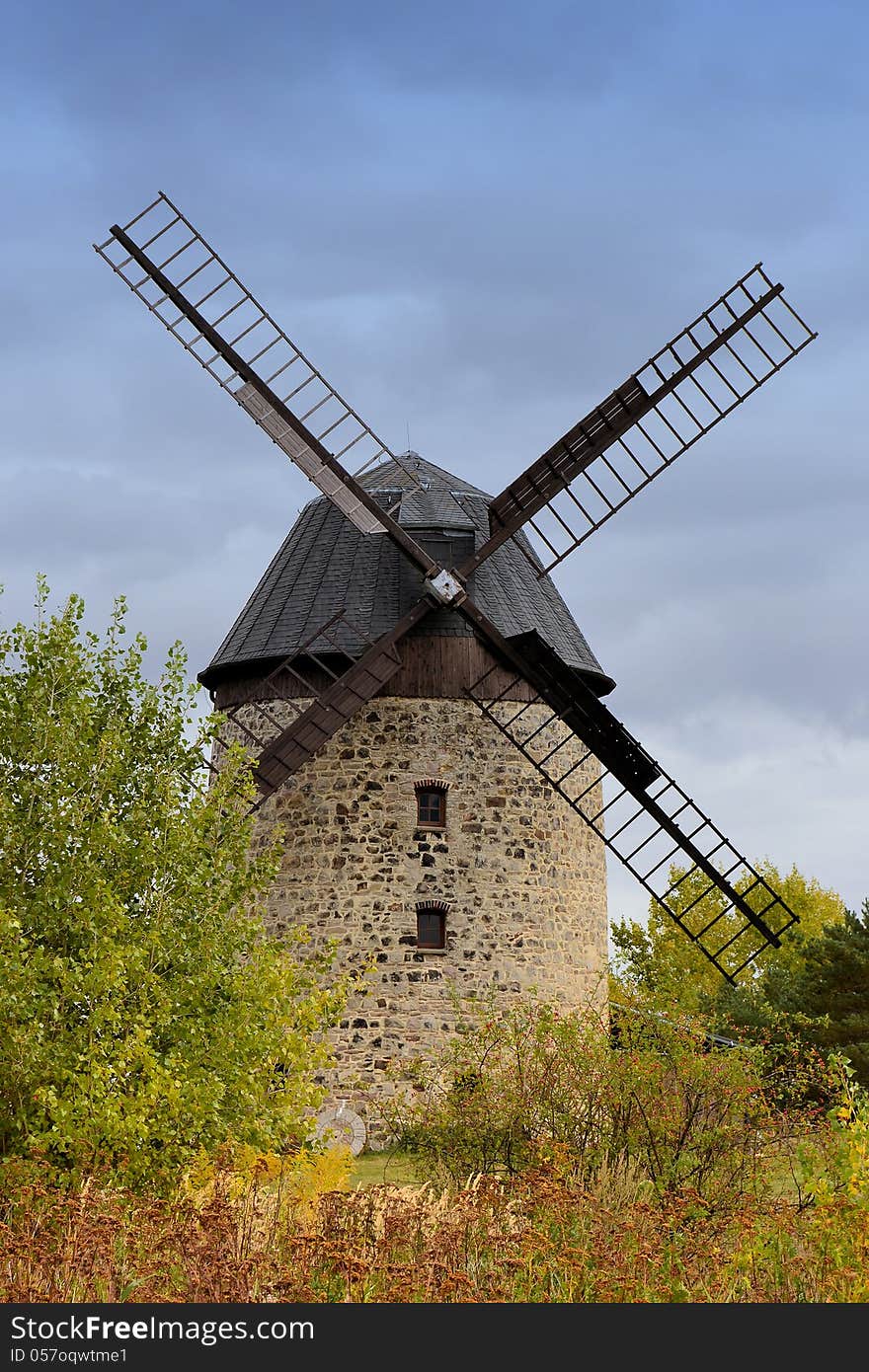 A historic windmill from stones in Warnstedt